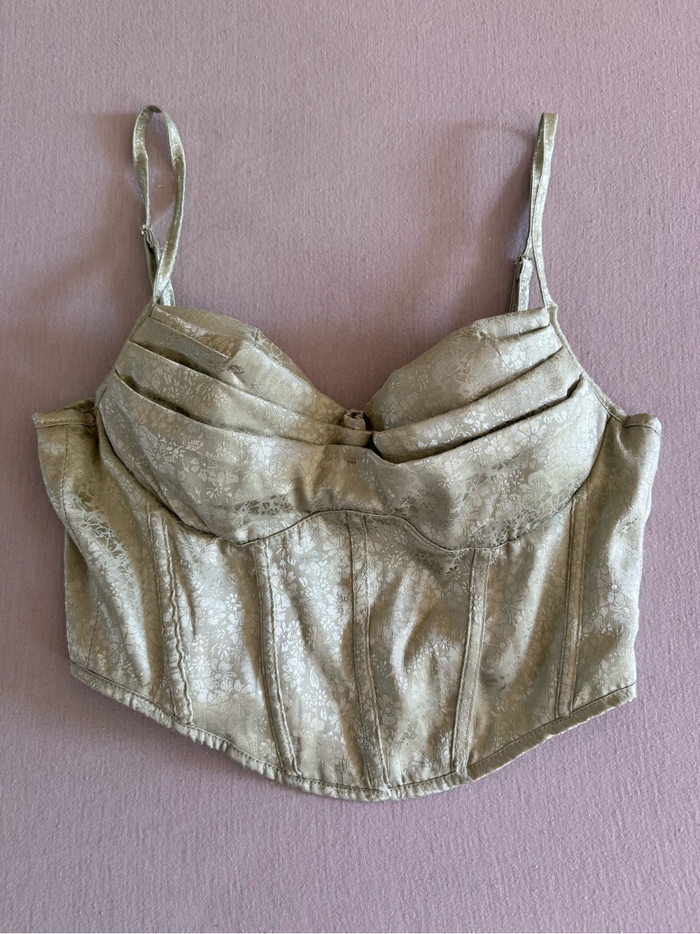 Windsor Sage Green Metallic Jacquard Corset Top - Size S